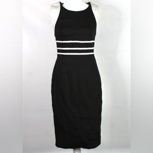 Karen Millen Black and White Cotton Sheath Dress 6